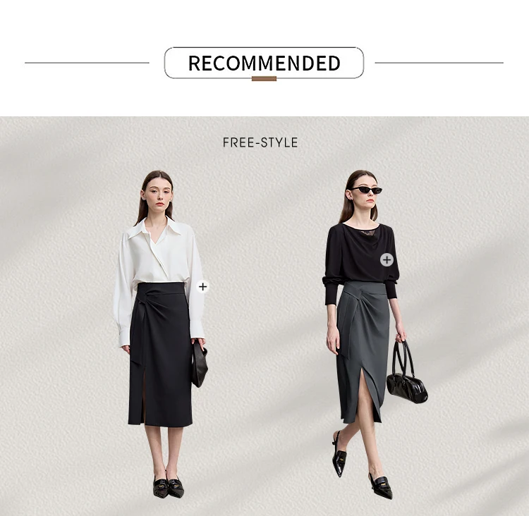 Amii Women's Skirt 2026 Autumn New H-Line Elegant Anti-wrinkle Split Skirt Solid Mid-length Versatile Woman Clothes 12621005