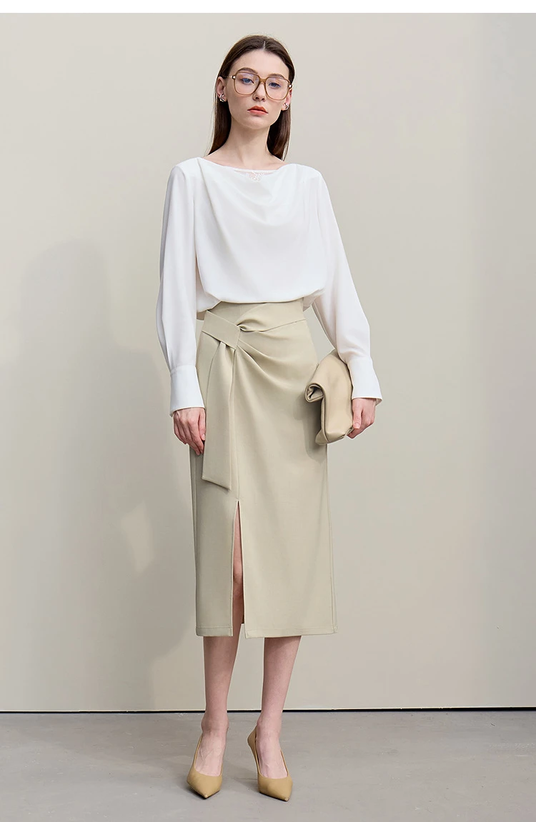 Amii Women's Skirt 2026 Autumn New H-Line Elegant Anti-wrinkle Split Skirt Solid Mid-length Versatile Woman Clothes 12621005