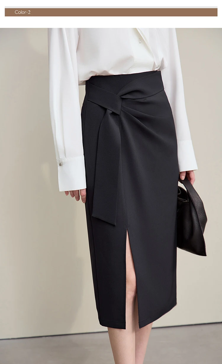 Amii Women's Skirt 2026 Autumn New H-Line Elegant Anti-wrinkle Split Skirt Solid Mid-length Versatile Woman Clothes 12621005