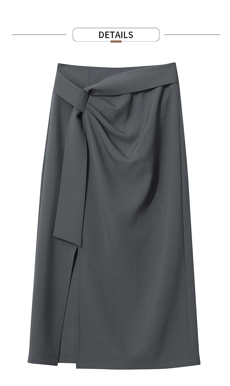 Amii Women's Skirt 2026 Autumn New H-Line Elegant Anti-wrinkle Split Skirt Solid Mid-length Versatile Woman Clothes 12621005