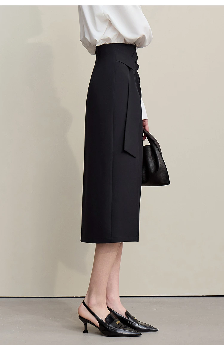 Amii Women's Skirt 2026 Autumn New H-Line Elegant Anti-wrinkle Split Skirt Solid Mid-length Versatile Woman Clothes 12621005