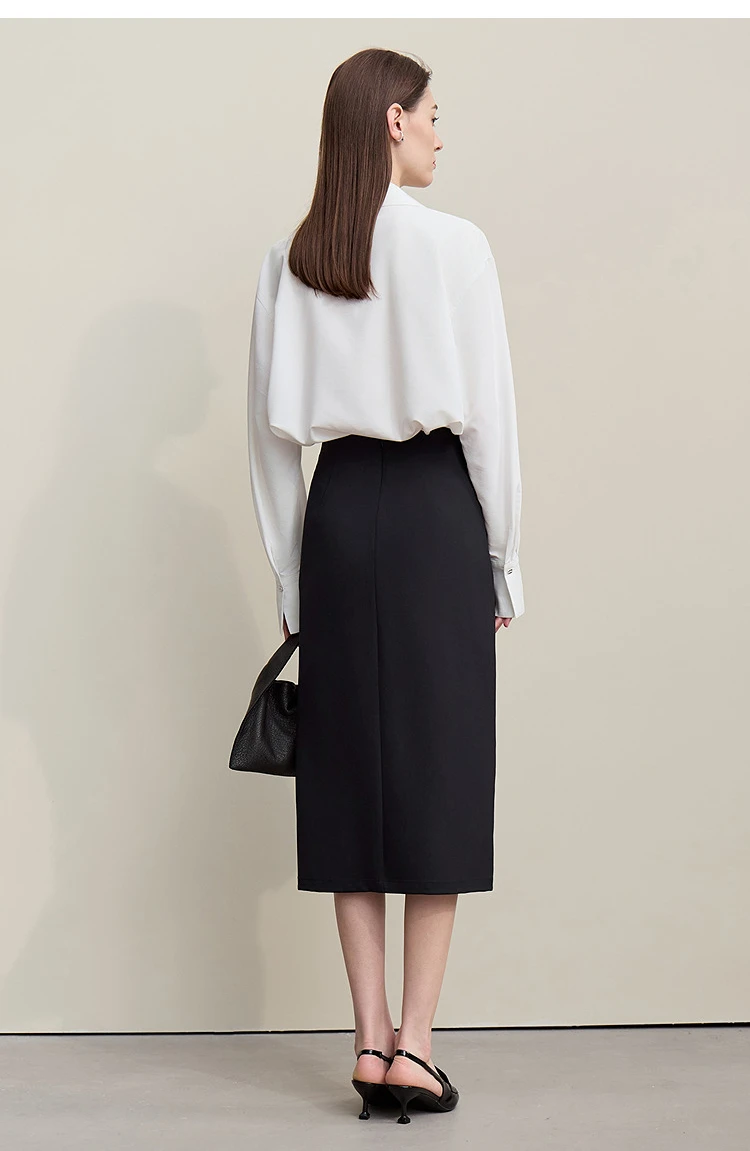Amii Women's Skirt 2026 Autumn New H-Line Elegant Anti-wrinkle Split Skirt Solid Mid-length Versatile Woman Clothes 12621005