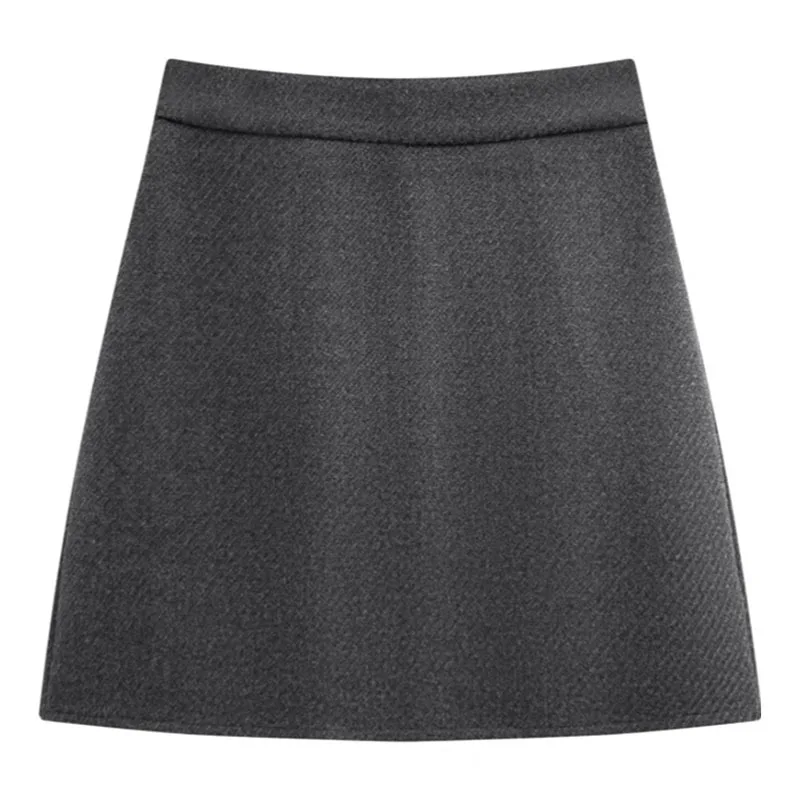 Woolen Short Skirts for Women 2025 Autumn Winter New Solid Color All-Match Slimming Mini Skirts Korean Basic Office Lady Skirt