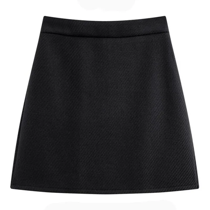 Woolen Short Skirts for Women 2025 Autumn Winter New Solid Color All-Match Slimming Mini Skirts Korean Basic Office Lady Skirt