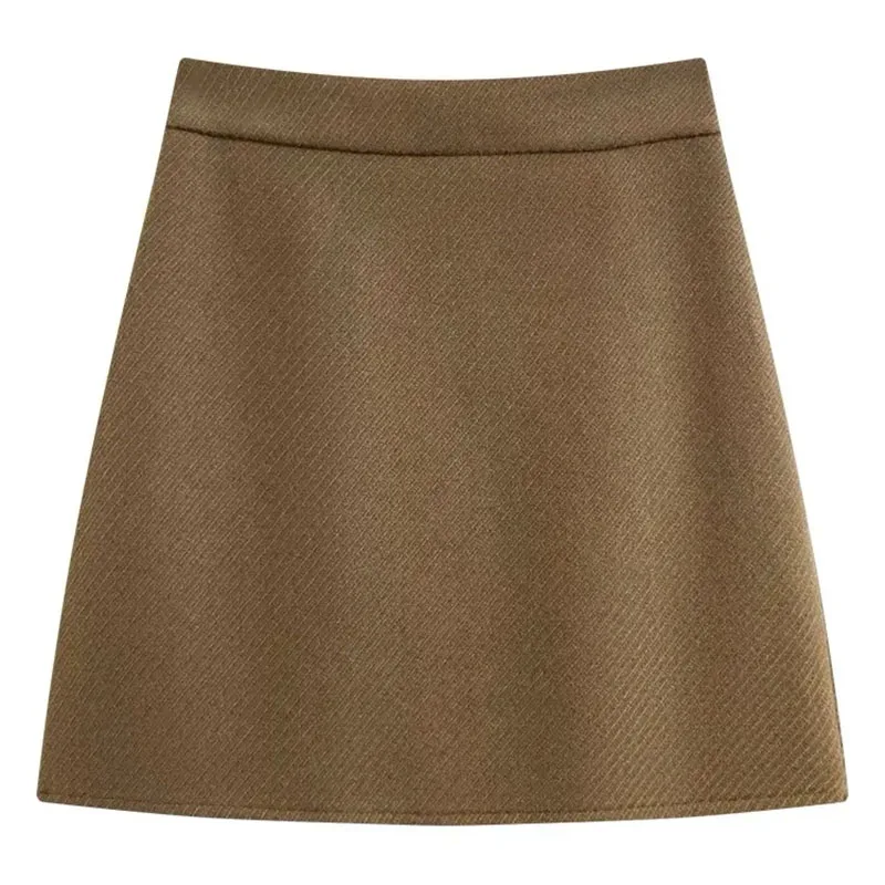 Woolen Short Skirts for Women 2025 Autumn Winter New Solid Color All-Match Slimming Mini Skirts Korean Basic Office Lady Skirt