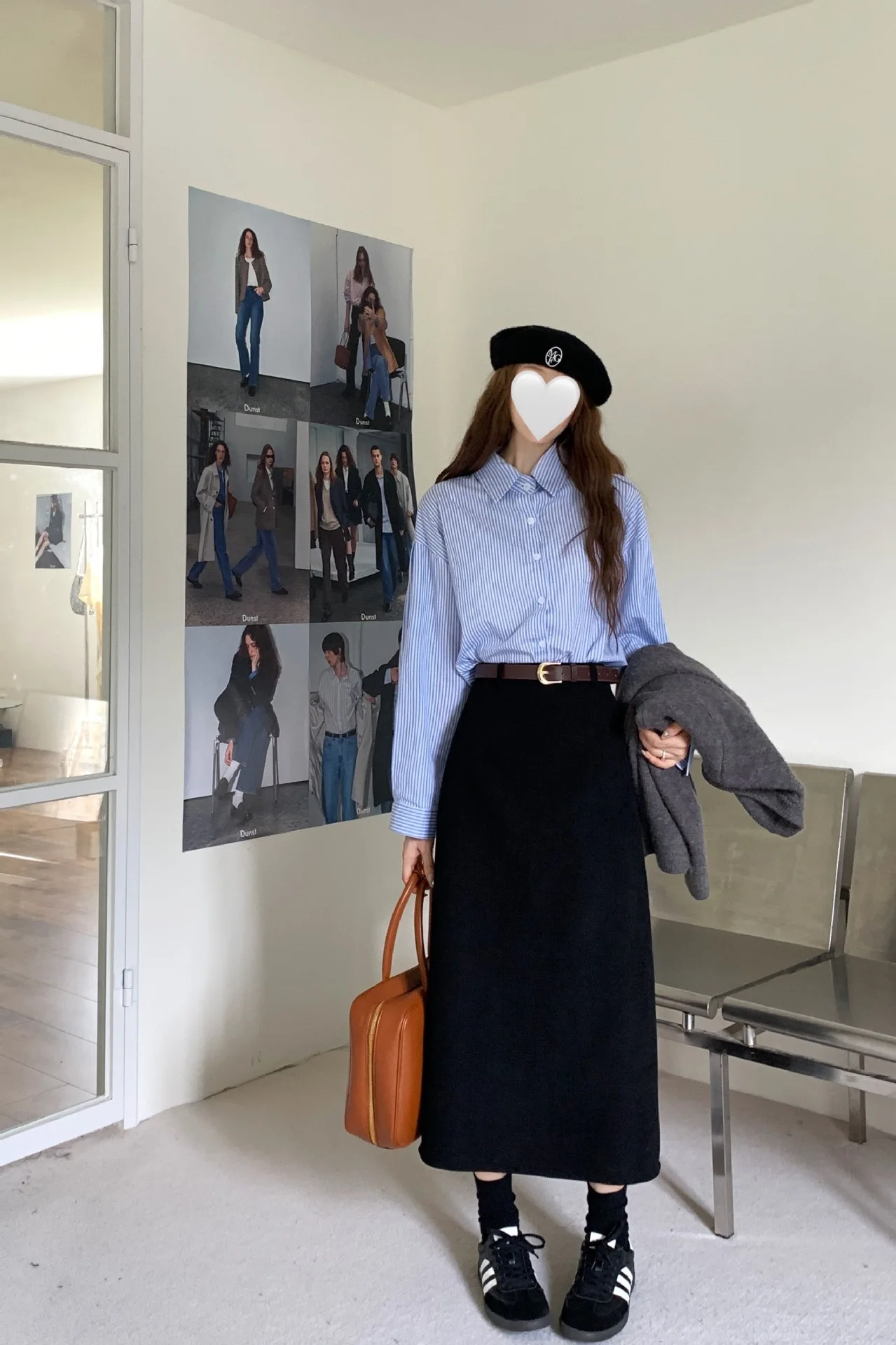 High Waist Slimming Retro Corduroy Midi Skirt Hip Concealing Straight Leg A- Line Wrap Around Skirt for Women Solid Color