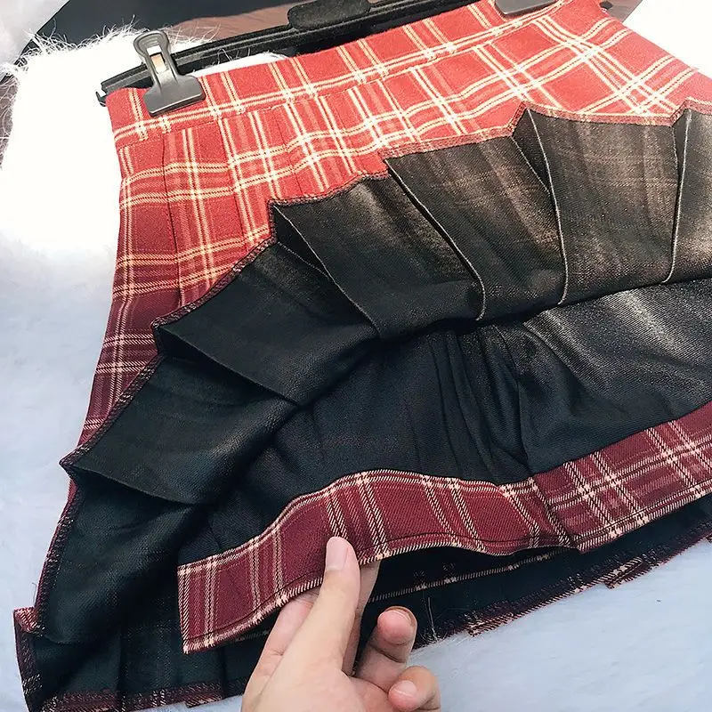 Vintage Skirts for Women 2025 Faldas Mujer De Moda Fashion Sweet Japanese Saia High Waist A-line Jupe Plaid Pleated Mini Skirt