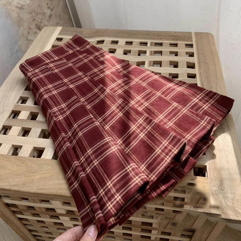 Vintage Skirts for Women 2025 Faldas Mujer De Moda Fashion Sweet Japanese Saia High Waist A-line Jupe Plaid Pleated Mini Skirt