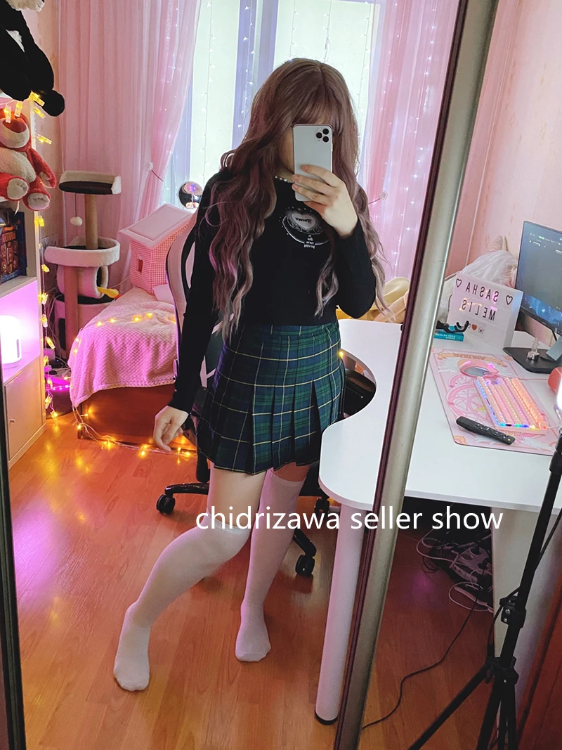 Y2K Harajuku Tartan Women Skirt Sexy Plaid Pleated Skirts Fashion Mini Tennis Skorts Side Button Faldas High Waist Jupe Female