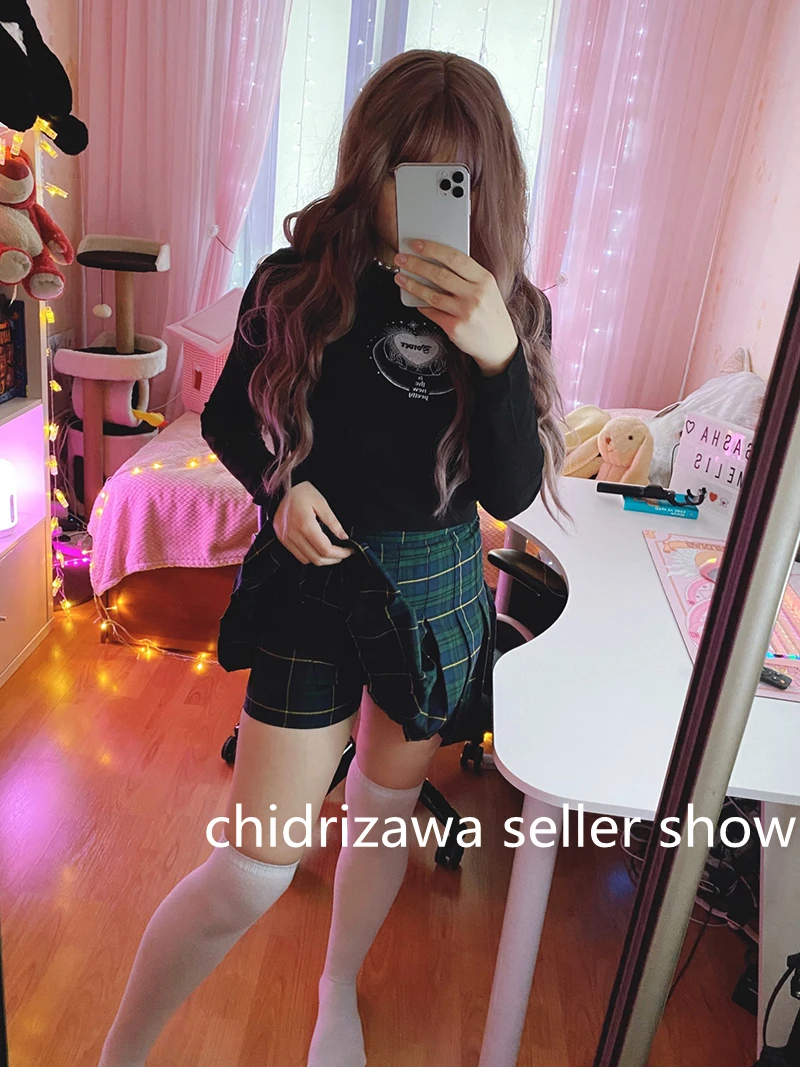 Y2K Harajuku Tartan Women Skirt Sexy Plaid Pleated Skirts Fashion Mini Tennis Skorts Side Button Faldas High Waist Jupe Female