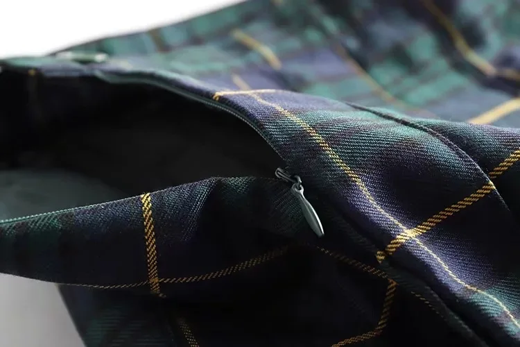 Y2K Harajuku Tartan Women Skirt Sexy Plaid Pleated Skirts Fashion Mini Tennis Skorts Side Button Faldas High Waist Jupe Female