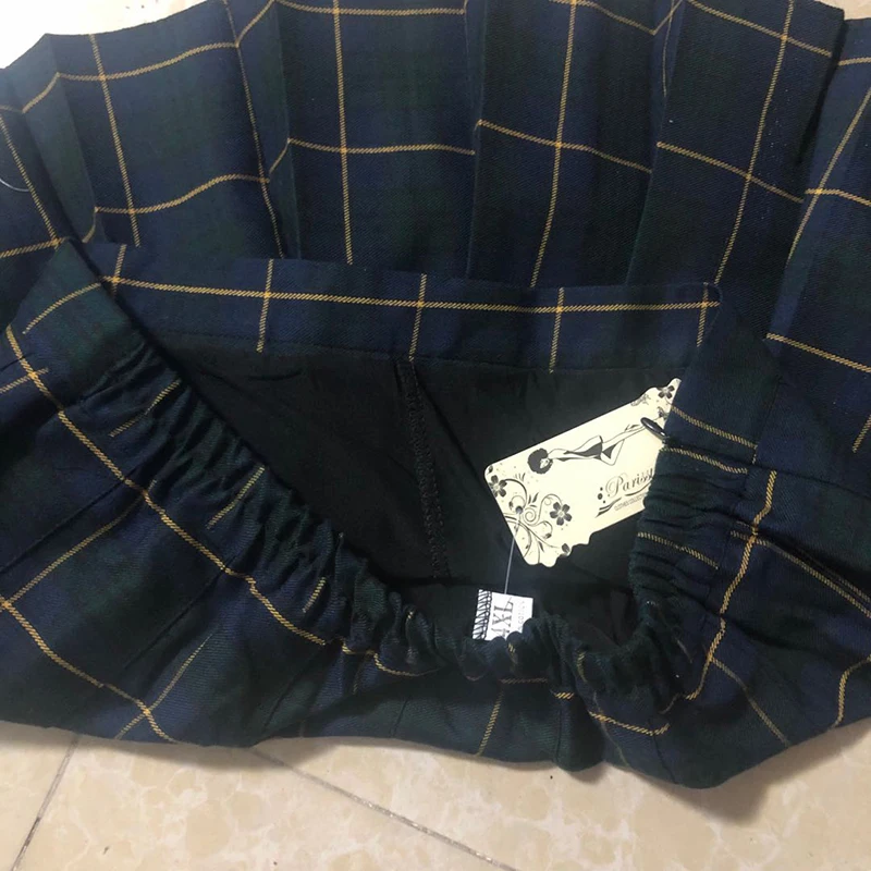 Y2K Harajuku Tartan Women Skirt Sexy Plaid Pleated Skirts Fashion Mini Tennis Skorts Side Button Faldas High Waist Jupe Female