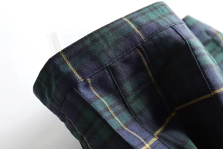Y2K Harajuku Tartan Women Skirt Sexy Plaid Pleated Skirts Fashion Mini Tennis Skorts Side Button Faldas High Waist Jupe Female