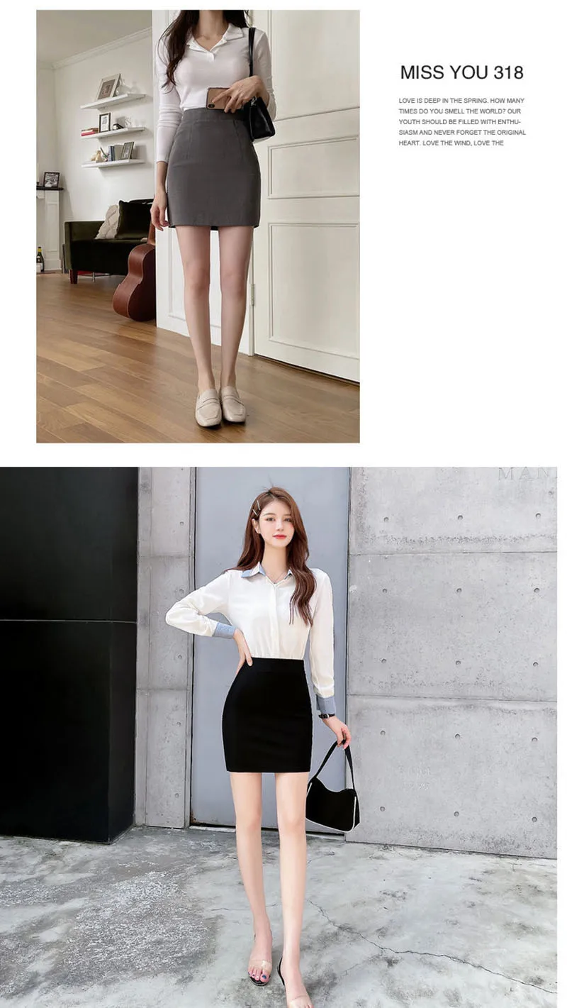 Women High Waist Bodycon Mini Skirts for Women Black Gray Pencil Skirt Office Ladies Business Wear Sexy Female Nightclub Clothes