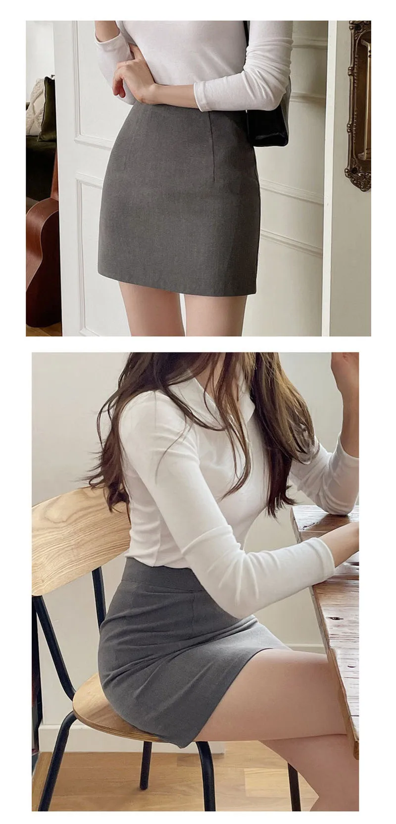 Women High Waist Bodycon Mini Skirts for Women Black Gray Pencil Skirt Office Ladies Business Wear Sexy Female Nightclub Clothes