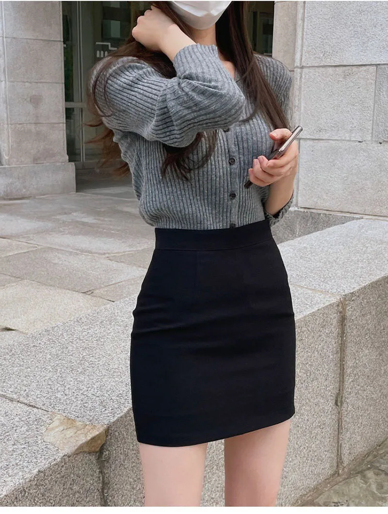 Women High Waist Bodycon Mini Skirts for Women Black Gray Pencil Skirt Office Ladies Business Wear Sexy Female Nightclub Clothes