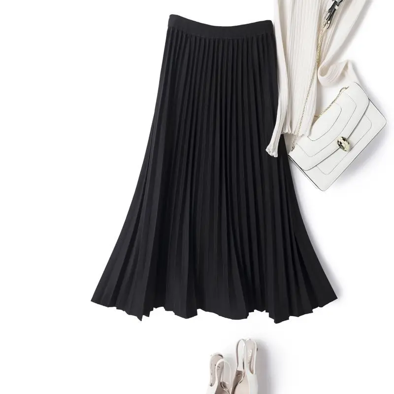 Brown Color Thickened Woolen Skirt Women's Autumn and Winter New Korean Style Loose Fashion Elegant High Waist Casual Pleated Sk