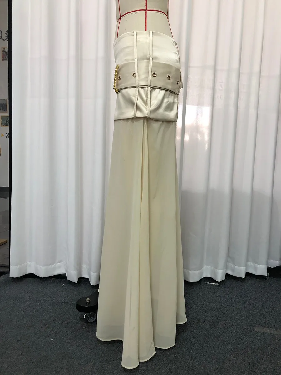 TWOTWINSTYLE Elegant Spliced Sequined Long Skirts for Women High Waist Patchwork Belt Temperament Skirt Female Fashion Clothing