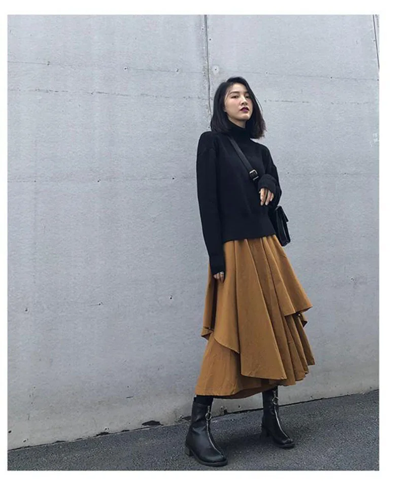 Women Skirts Gothic Irregular Skirts Pants Women High Waist White Black Long Skirts Female Pleated Skirts Culottes Women Clothes