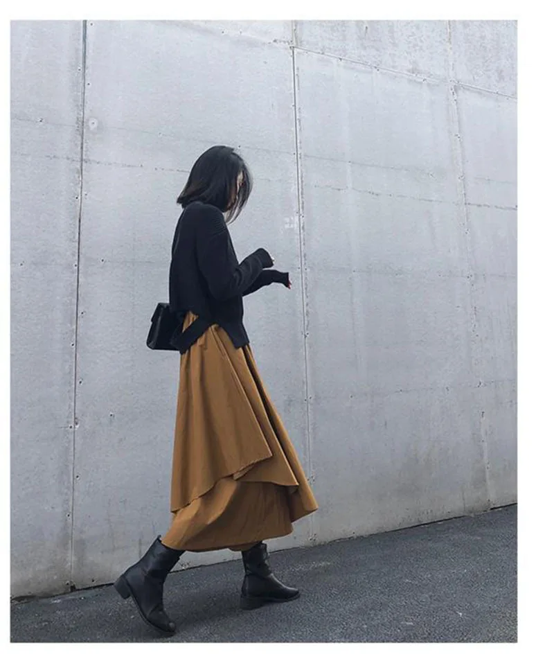 Women Skirts Gothic Irregular Skirts Pants Women High Waist White Black Long Skirts Female Pleated Skirts Culottes Women Clothes