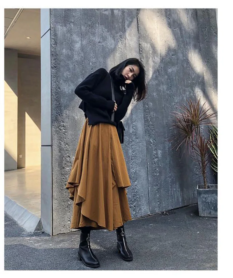 Women Skirts Gothic Irregular Skirts Pants Women High Waist White Black Long Skirts Female Pleated Skirts Culottes Women Clothes
