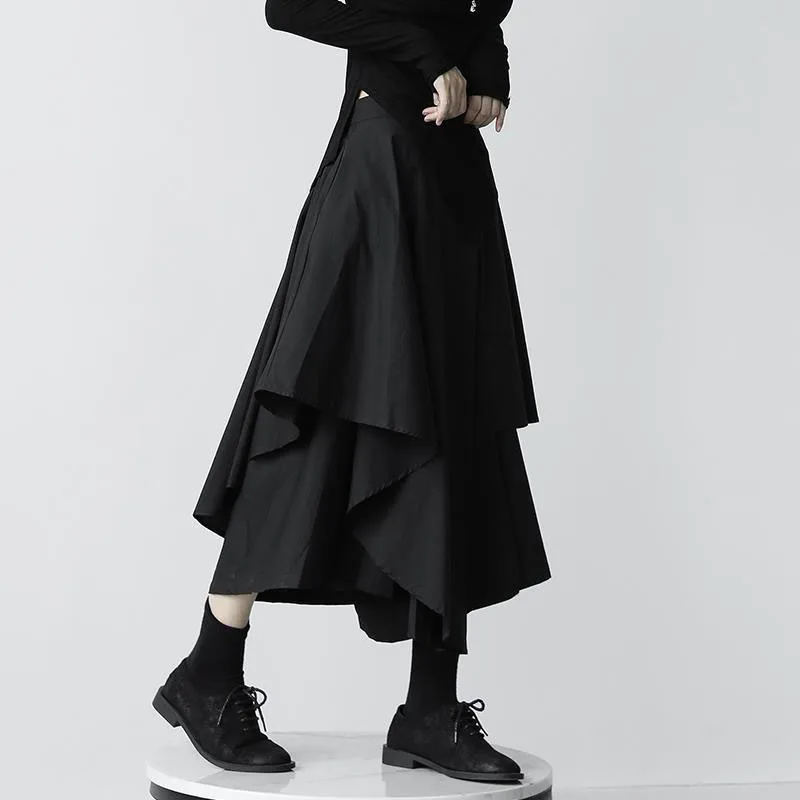 Women Skirts Gothic Irregular Skirts Pants Women High Waist White Black Long Skirts Female Pleated Skirts Culottes Women Clothes