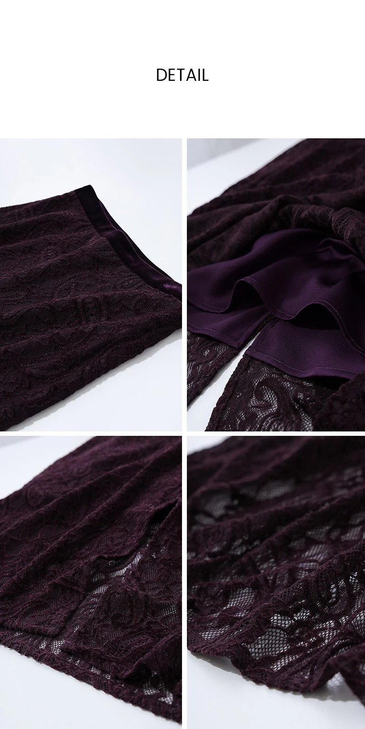 Amii 2026 Autumn New Skirt for Women Fashion Velvet Splice Paisley Lace Midi Skirt Split Straight Casual Woman Clothing 12643057