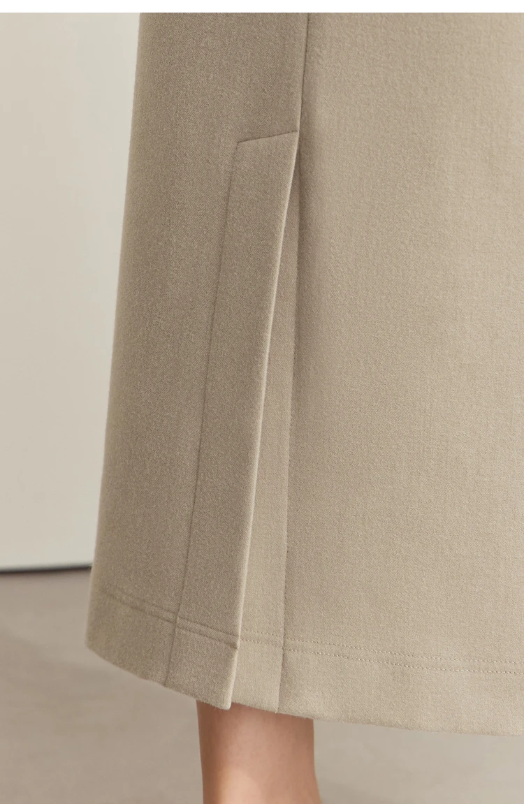 AMII Minimalist Double-sided Woolen Skirt For Women Elegant Commuter Skew Piece Slit High Waist 2025 Winter Midi Skirt 12444072
