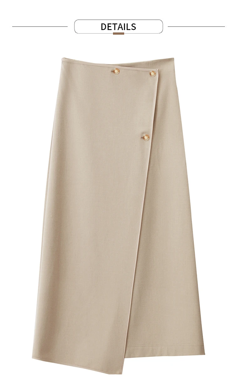 AMII Minimalist Double-sided Woolen Skirt For Women Elegant Commuter Skew Piece Slit High Waist 2025 Winter Midi Skirt 12444072