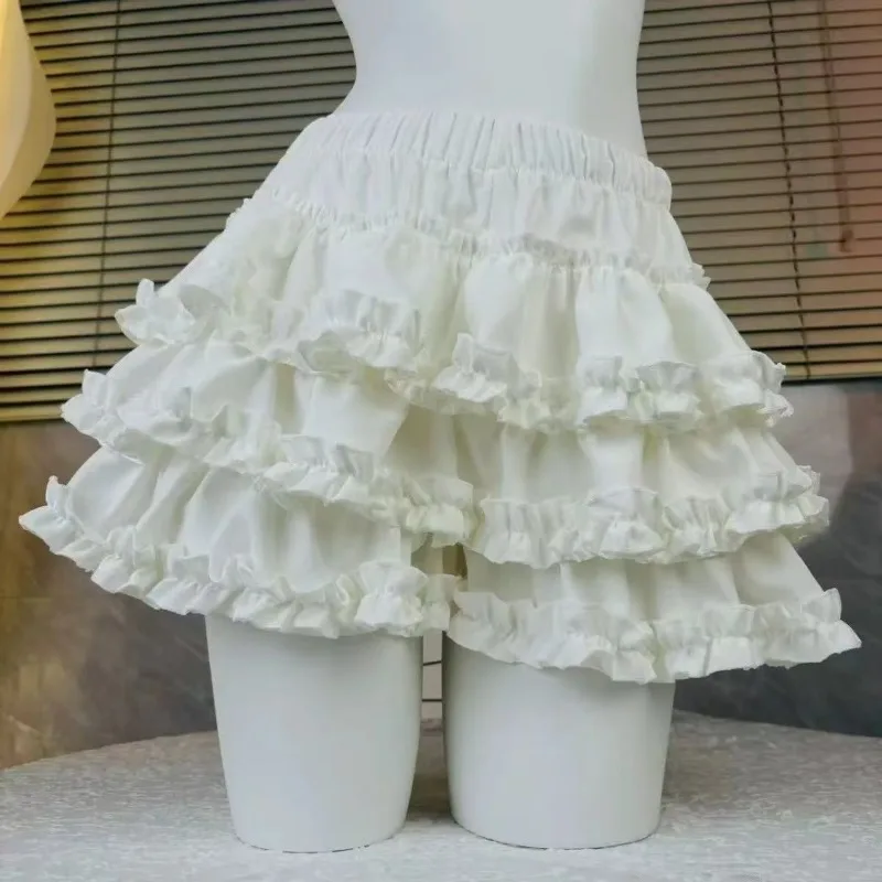 Japanese Kawaii Lolita Style Cake Skirt Women Sweet Pink Bow Ruffle Party Mini Skirts Ballet Girls Cute Y2k Fashion Faldas Mujer