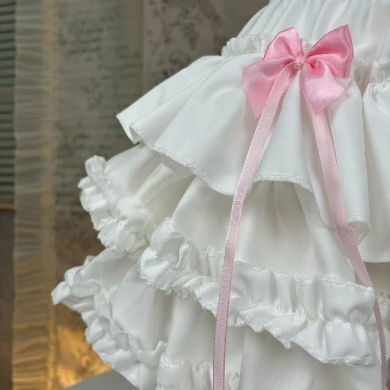 Japanese Kawaii Lolita Style Cake Skirt Women Sweet Pink Bow Ruffle Party Mini Skirts Ballet Girls Cute Y2k Fashion Faldas Mujer