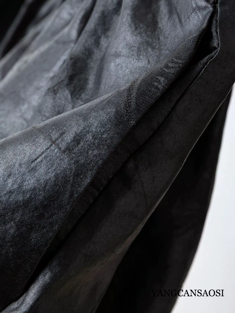 Women's Fashion Clothing 100% Natural Mulberry Silk Jacquard Fragrant Cloud Yarn Elastic Waist Split Black Cocoon Shaped Skirt