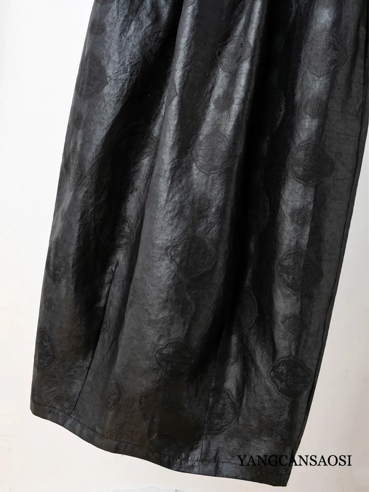 Women's Fashion Clothing 100% Natural Mulberry Silk Jacquard Fragrant Cloud Yarn Elastic Waist Split Black Cocoon Shaped Skirt