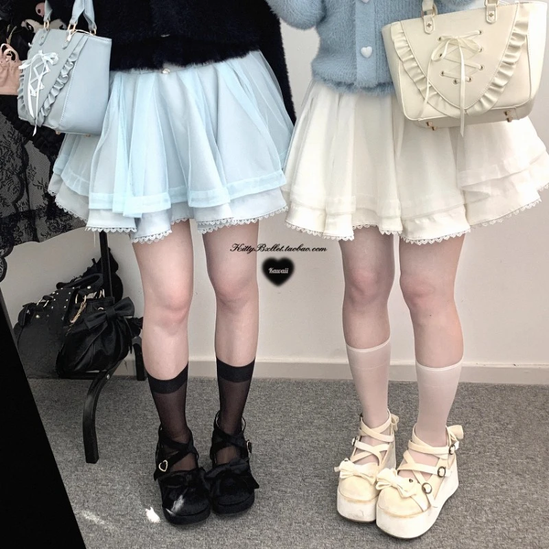 2026 Autumn And Winter New Japanese Short Skirt Lolita Mine Series Diamond Buckle 360 Degree Large Hemline Gauze Skirts Female