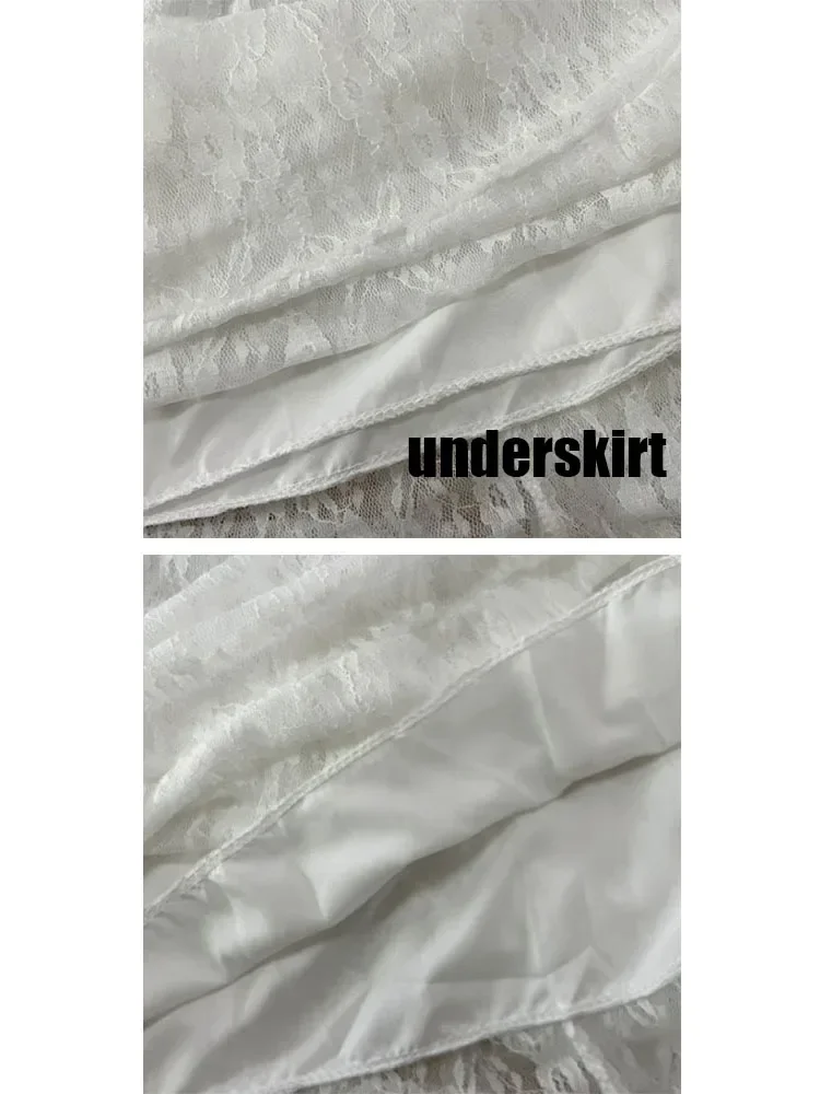 New Japanese Casual High Waisted Women's Lace Skirt Summer Korean Retro College Style Y2K Sweet Irregular A-line Skirt for Women