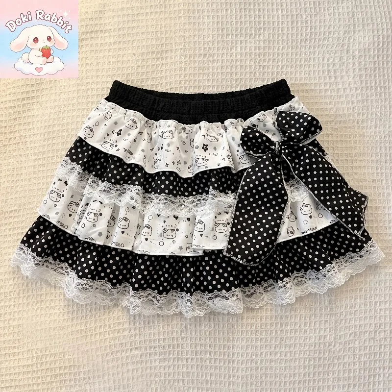 Summer Y2k Harajuku Mini Skirt Women High Waist Ruffle Trim Casual Party Music Festival Wear Korean Popular Kawaii Lolita Skirt