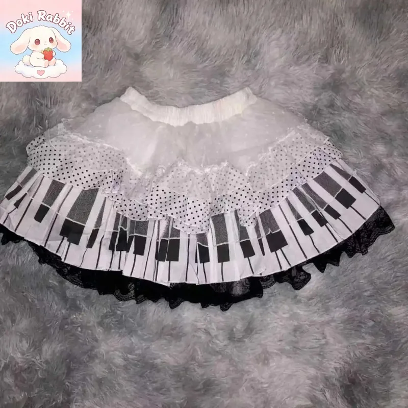 Summer Y2k Harajuku Mini Skirt Women High Waist Ruffle Trim Casual Party Music Festival Wear Korean Popular Kawaii Lolita Skirt