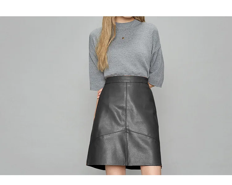 Woman Skirts Elegant 2025 New Fashion Korean Style Genuine Real Leather Skirts High Waist Mini Skirt Womens