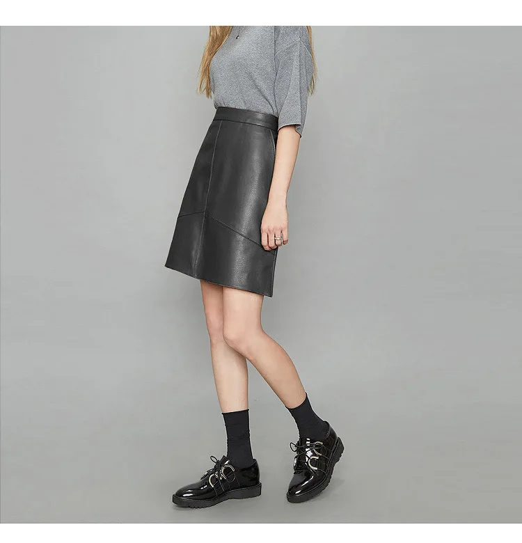 Woman Skirts Elegant 2025 New Fashion Korean Style Genuine Real Leather Skirts High Waist Mini Skirt Womens