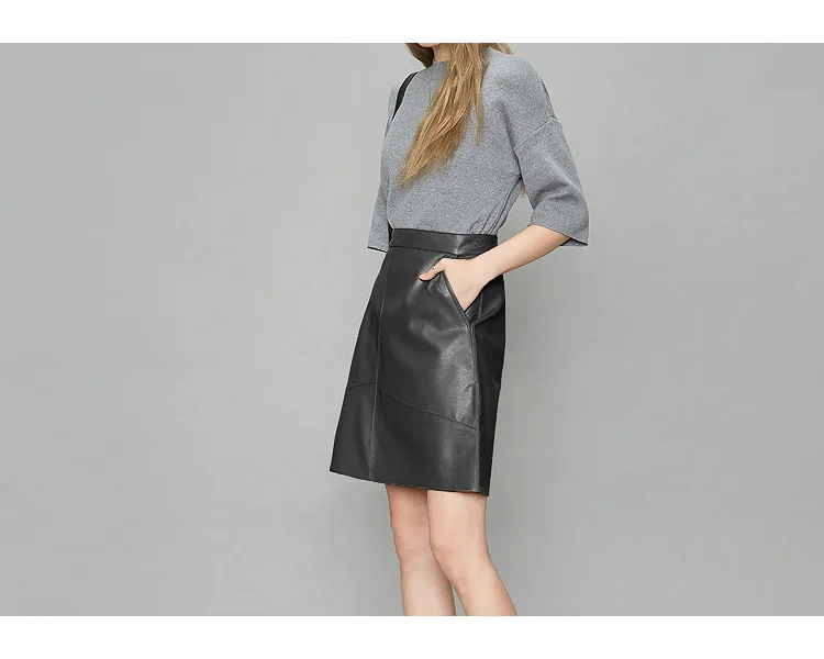 Woman Skirts Elegant 2025 New Fashion Korean Style Genuine Real Leather Skirts High Waist Mini Skirt Womens