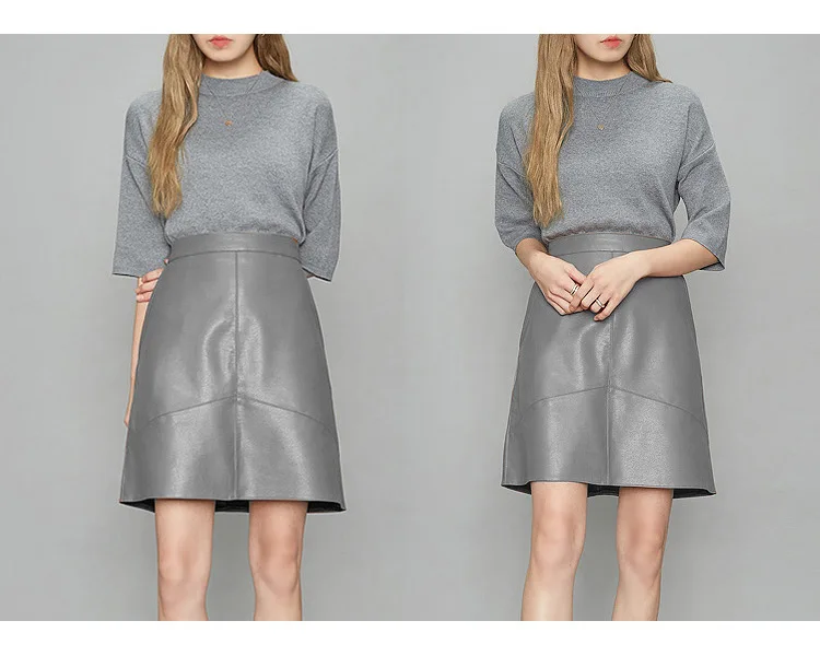 Woman Skirts Elegant 2025 New Fashion Korean Style Genuine Real Leather Skirts High Waist Mini Skirt Womens