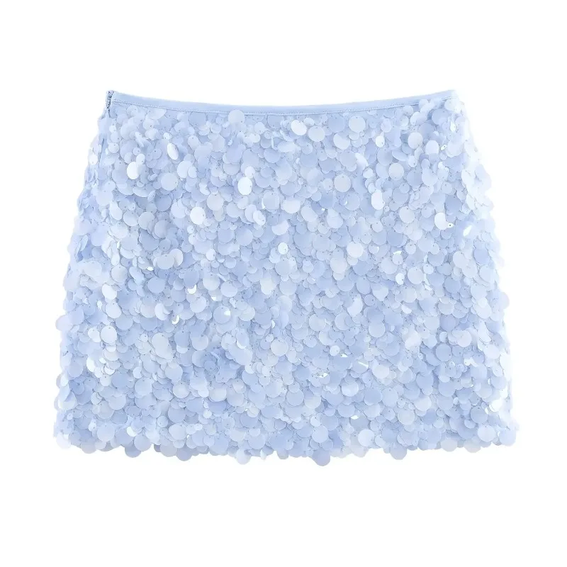 Ladies Sequin Mini Skirt European and American Style Skirt Summer New Fashion Women's Clothing Simple Slim Hip Dress