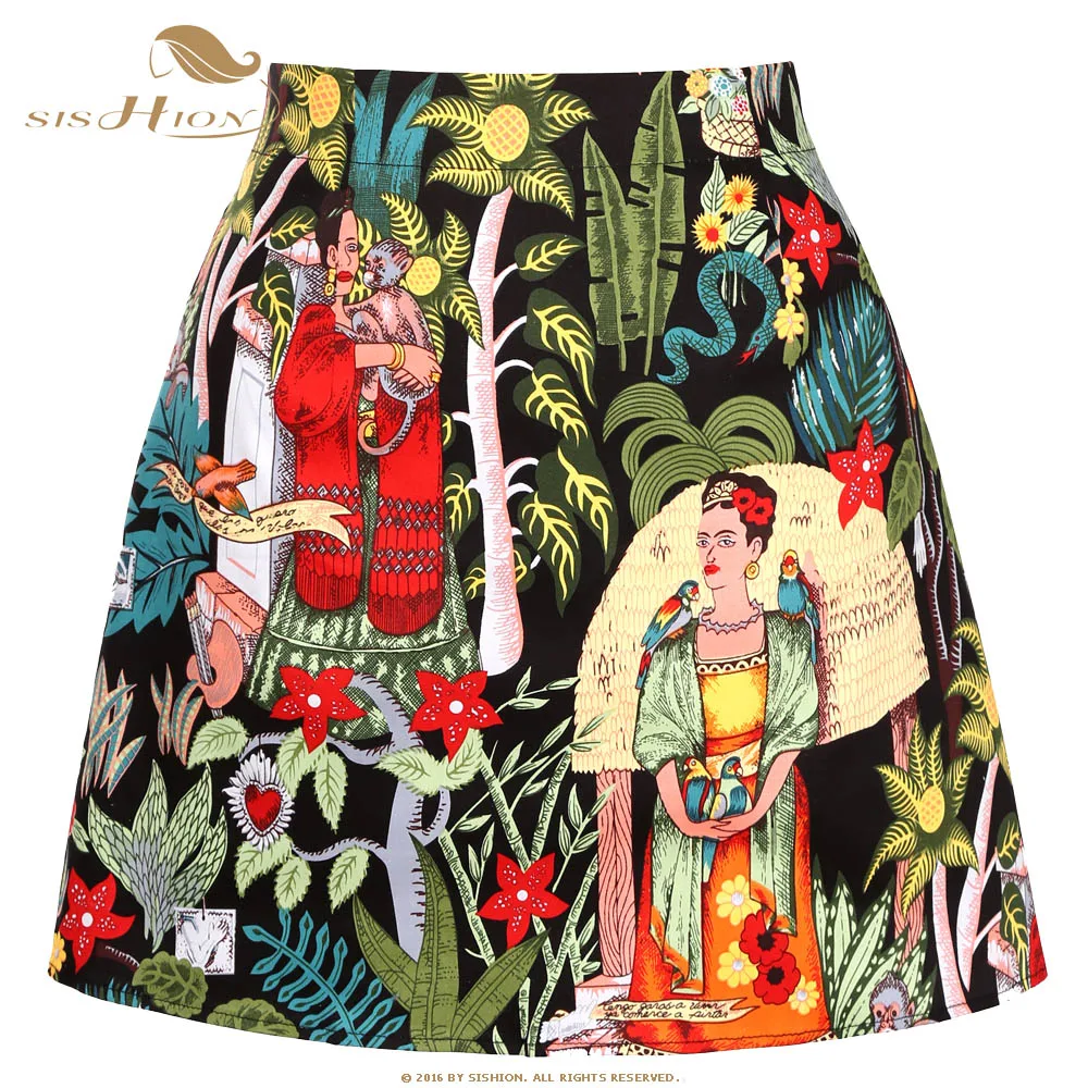 SISHION Dropshipping Floral Toucan Print Mini Skirt SS0008 Cotton Vintage Slim Retro Sexy Skirts Womens Ladies Women Skirt Y2K