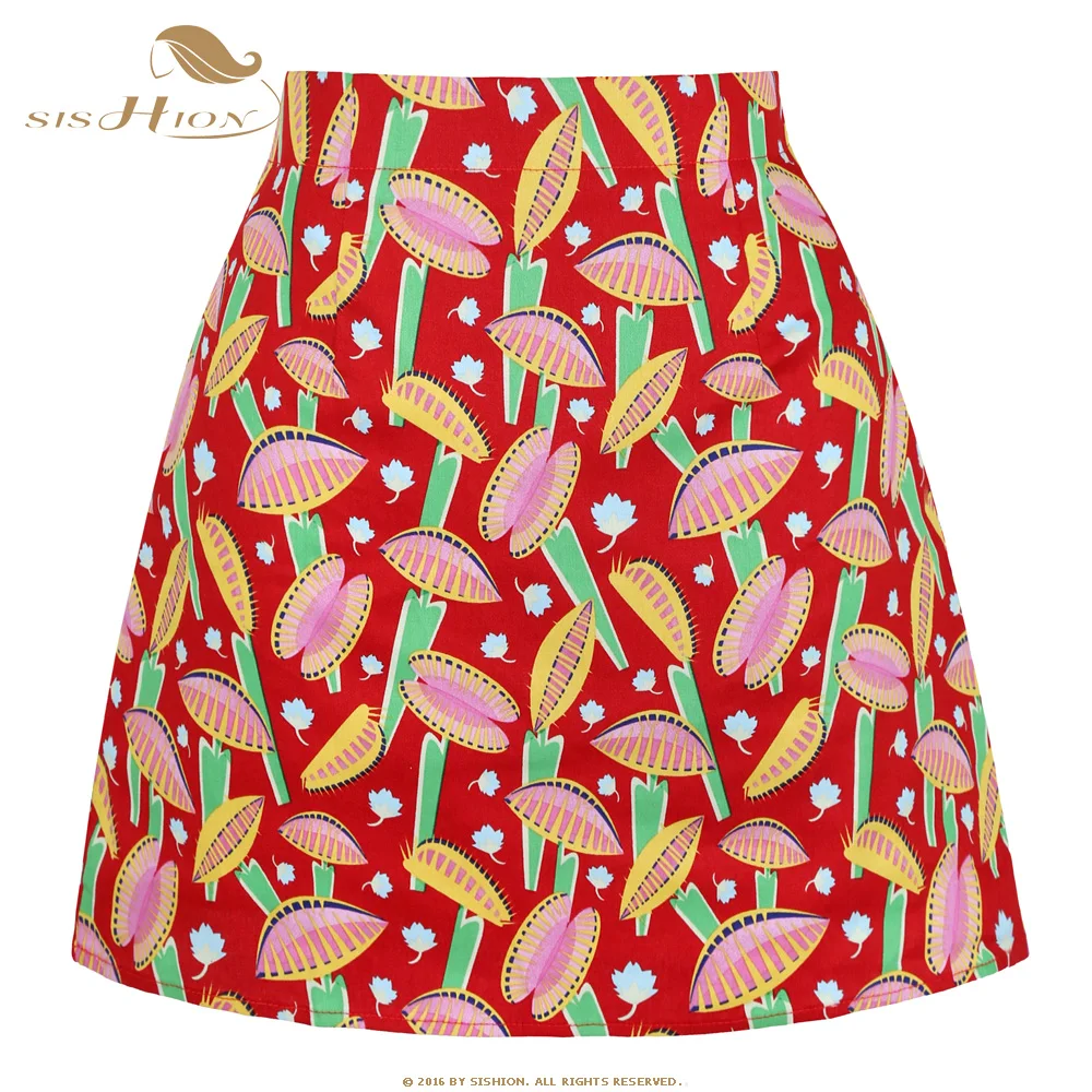 SISHION Dropshipping Floral Toucan Print Mini Skirt SS0008 Cotton Vintage Slim Retro Sexy Skirts Womens Ladies Women Skirt Y2K