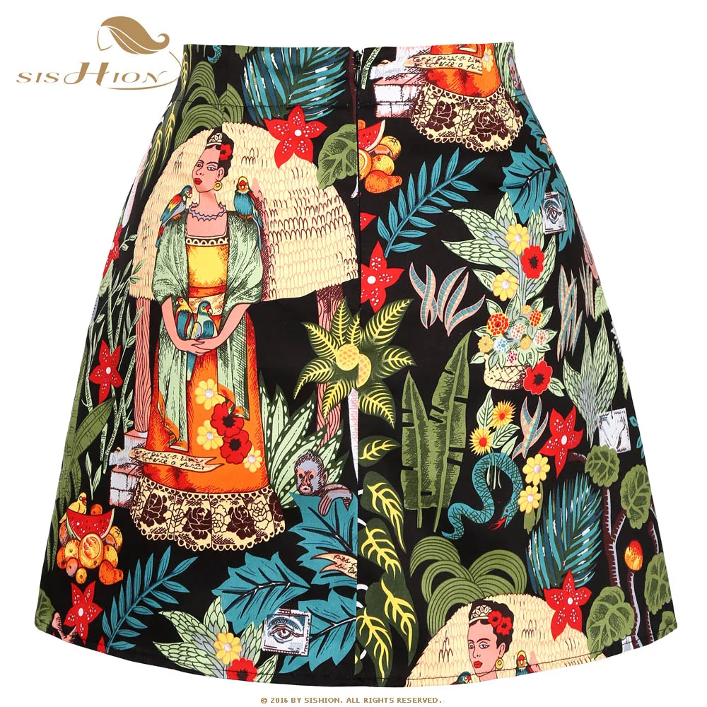 SISHION Dropshipping Floral Toucan Print Mini Skirt SS0008 Cotton Vintage Slim Retro Sexy Skirts Womens Ladies Women Skirt Y2K