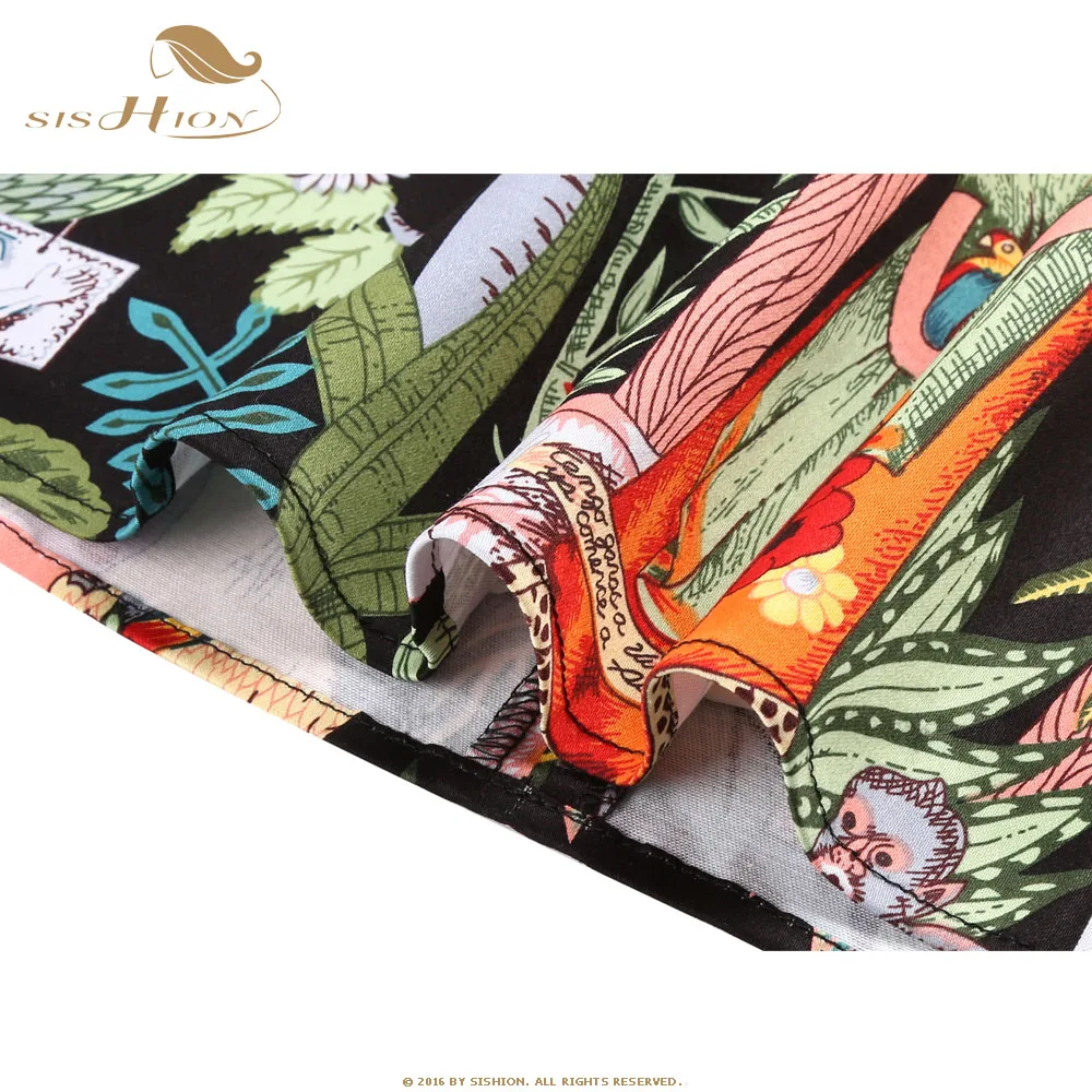 SISHION Dropshipping Floral Toucan Print Mini Skirt SS0008 Cotton Vintage Slim Retro Sexy Skirts Womens Ladies Women Skirt Y2K