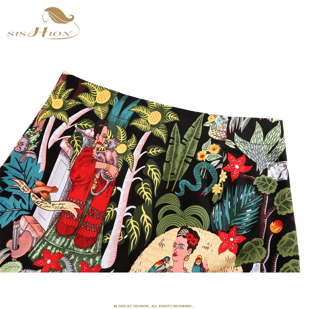 SISHION Dropshipping Floral Toucan Print Mini Skirt SS0008 Cotton Vintage Slim Retro Sexy Skirts Womens Ladies Women Skirt Y2K