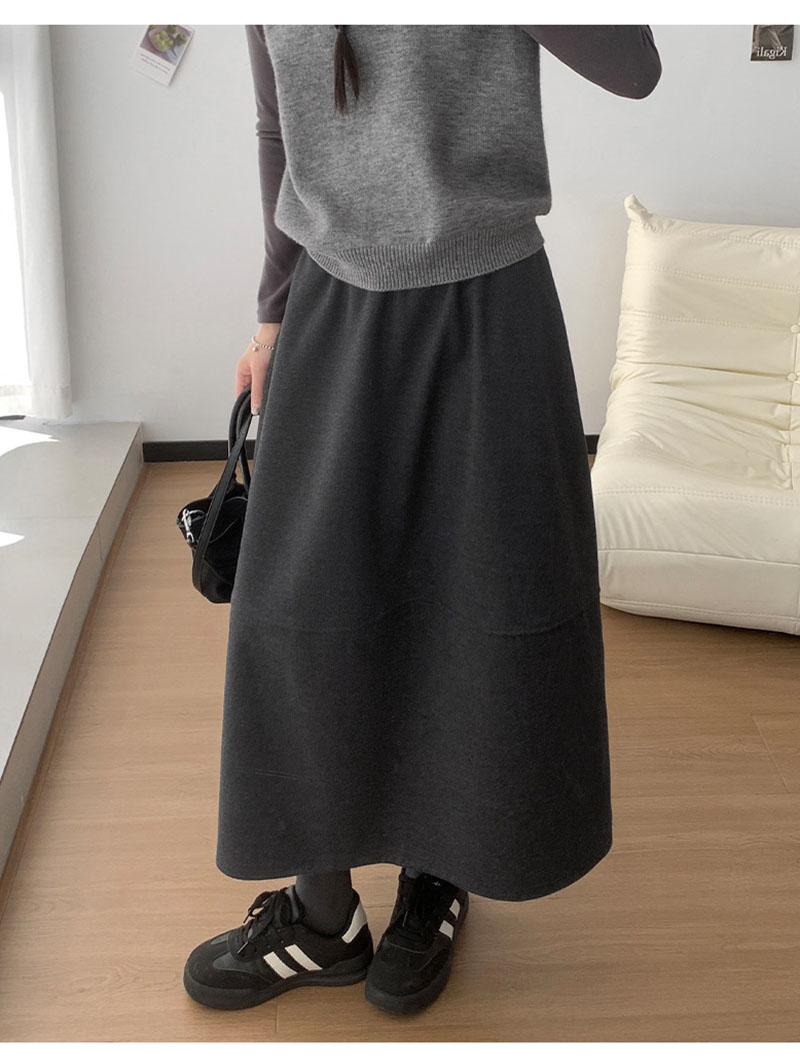 2025 New Woolen Bud Skirts for Women Autumn Winter Design Spliced A-Line Long Skirt Woman High Waist Slimmng Versatile Skirts