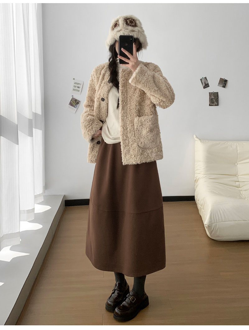 2025 New Woolen Bud Skirts for Women Autumn Winter Design Spliced A-Line Long Skirt Woman High Waist Slimmng Versatile Skirts
