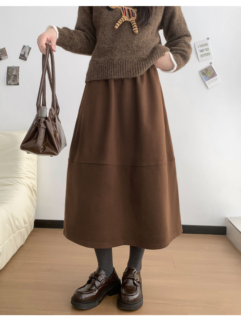 2025 New Woolen Bud Skirts for Women Autumn Winter Design Spliced A-Line Long Skirt Woman High Waist Slimmng Versatile Skirts